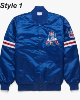 Bomber New England Patriots Royal Blue Satin Jacket