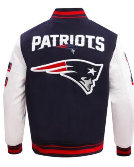 New England Patriots Mashup Rib Varsity Wool/Leather Jacket