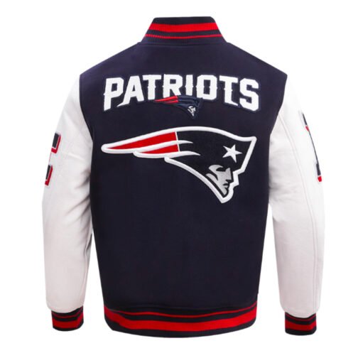 New England Patriots Mashup Rib Varsity Wool/Leather Jacket - Image 2