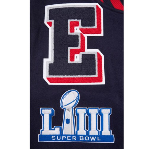 New England Patriots Mashup Rib Varsity Wool/Leather Jacket - Image 8