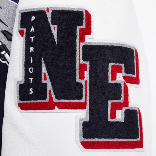 New England Patriots Mashup Rib Varsity Wool/Leather Jacket - Image 7
