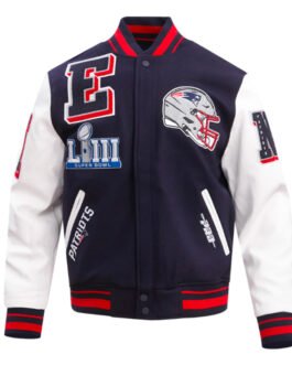 New England Patriots Mashup Rib Varsity Wool/Leather Jacket