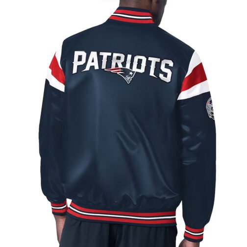 New England Patriots Midweight Navy Satin Jacket - Image 2