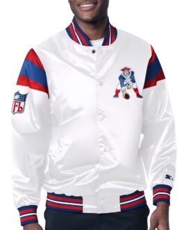 New England Patriots Midweight White Satin Jacket