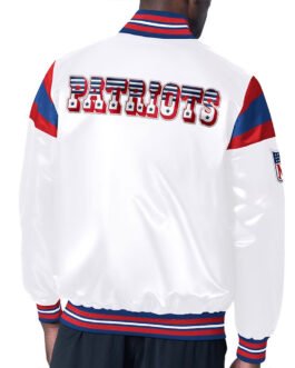 New England Patriots Midweight White Satin Jacket