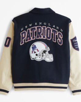 New England Patriots Navy and Off White Varsity Jacket