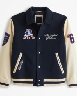New England Patriots Navy and Off White Varsity Jacket
