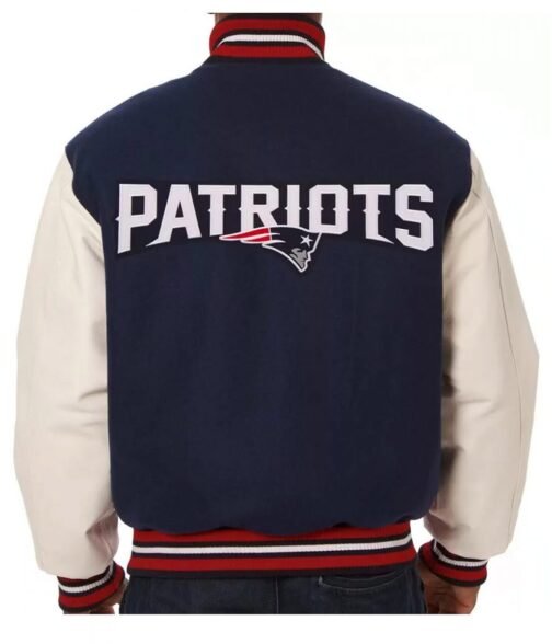 Varsity New England Patriots Blue and White Jacket - Image 2