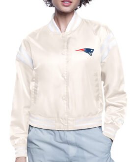 New England Patriots Printed Logo Varsity Satin Jacket