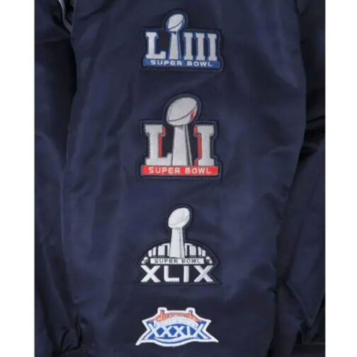 New England Patriots Blue Bomber Satin Jacket - Image 7