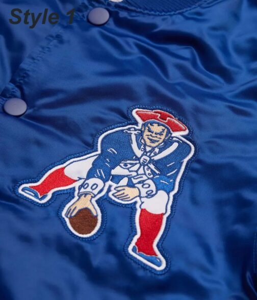 Bomber New England Patriots Royal Blue Satin Jacket - Image 6