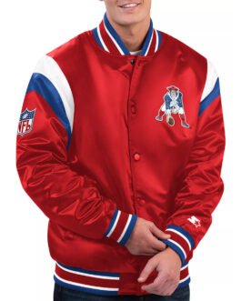 New England Patriots Shutout Throwback Red Satin Jacket