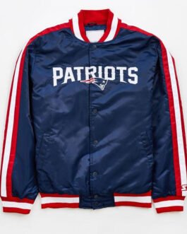 New England Patriots Satin Striped Navy Blue Jacket