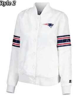 New England Patriots The Power Forward Satin White Jacket