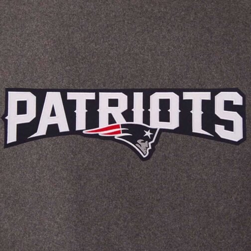 New England Patriots Charcoal and Blue Varsity Jacket - Image 4