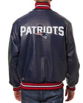 New England Patriots Varsity Navy Leather Jacket