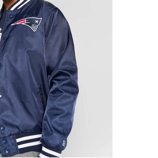 New Era New England Patriots Team Blue Satin Jacket - Image 6