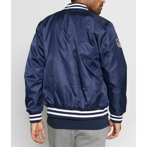 New Era New England Patriots Team Blue Satin Jacket - Image 2