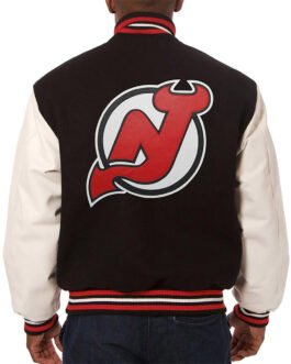 Varsity New Jersey Devils Black and White Two-Tone Jacket