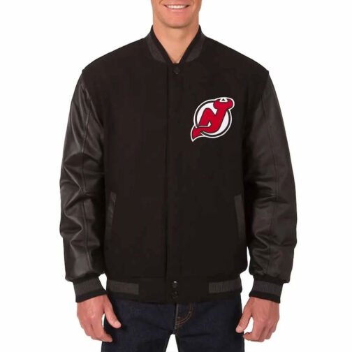 Charcoal/Black New Jersey Devils Varsity Jacket - Image 2