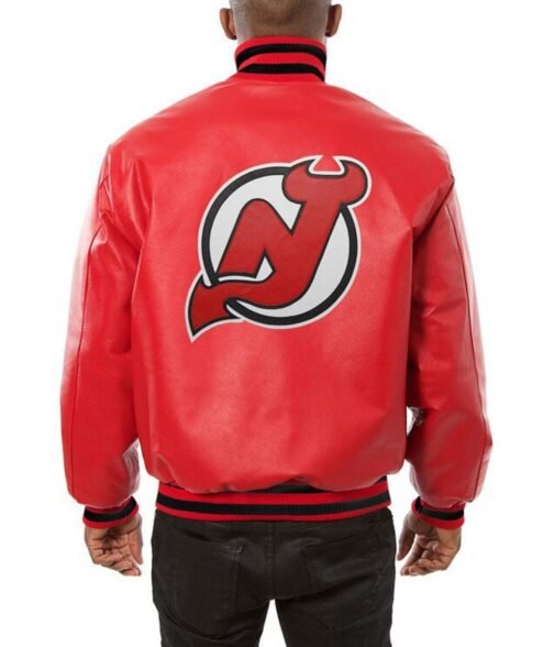 Varsity Bomber New Jersey Devils Leather Jacket - Image 4