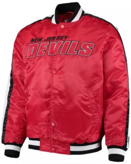 Starter Red New Jersey Devils O-Line Satin Full-Snap Jacket