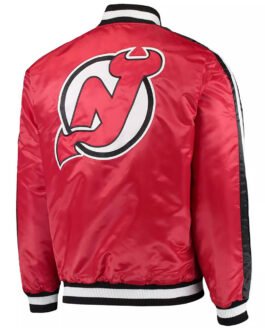 Starter Red New Jersey Devils O-Line Satin Full-Snap Jacket