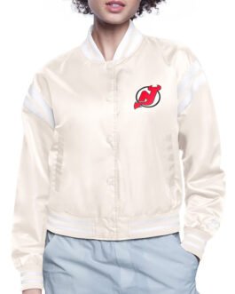 New Jersey Devils Printed Logo Varsity Satin Jacket