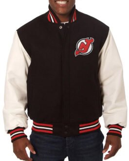 Varsity New Jersey Devils Black and White Two-Tone Jacket