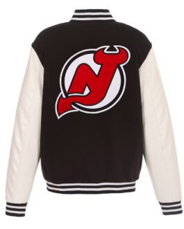 New Jersey Devils Varsity Black and White Jacket