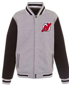 New Jersey Devils Gray and Black Varsity Wool Jacket