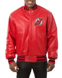 Varsity Bomber New Jersey Devils Leather Jacket
