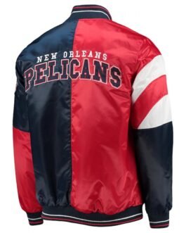 New Orleans Pelicans Leader 75th Anniversary Red/Navy Color Block Jacket