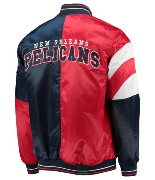 New Orleans Pelicans Leader 75th Anniversary Red/Navy Color Block Jacket - Image 2