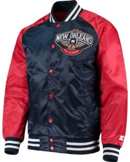 New Orleans Pelicans Starter Red and Blue Satin Jacket