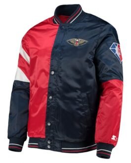 New Orleans Pelicans Leader 75th Anniversary Red/Navy Color Block Jacket