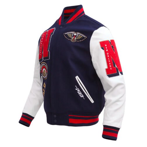 New Orleans Pelicans Mashup Classic Rib Varsity Jacket - Image 3