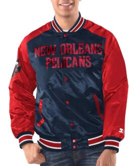 Navy/Red New Orleans Pelicans Renegade Varsity Satin Jacket
