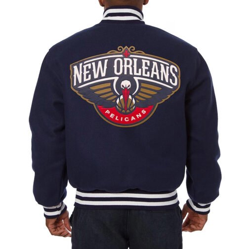 New Orleans Pelicans Navy Varsity Wool Jacket - Image 2