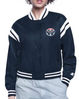 New Orleans Pelicans Printed Logo Varsity Satin Jacket