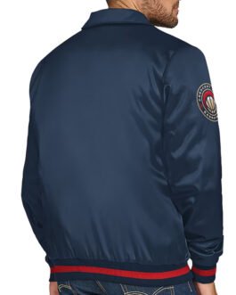 New Orleans Pelicans Stitch Applique Navy Satin Jacket