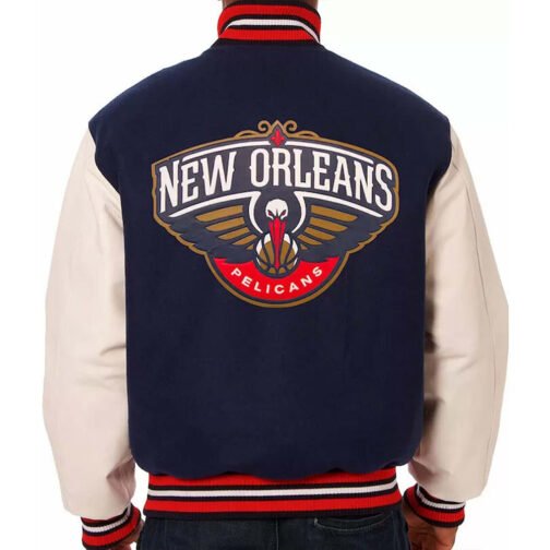 Varsity New Orleans Pelicans Blue and White Jacket - Image 2