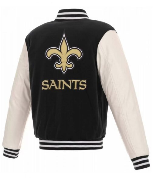Varsity New Orleans Saints White and Black Jacket - Image 2