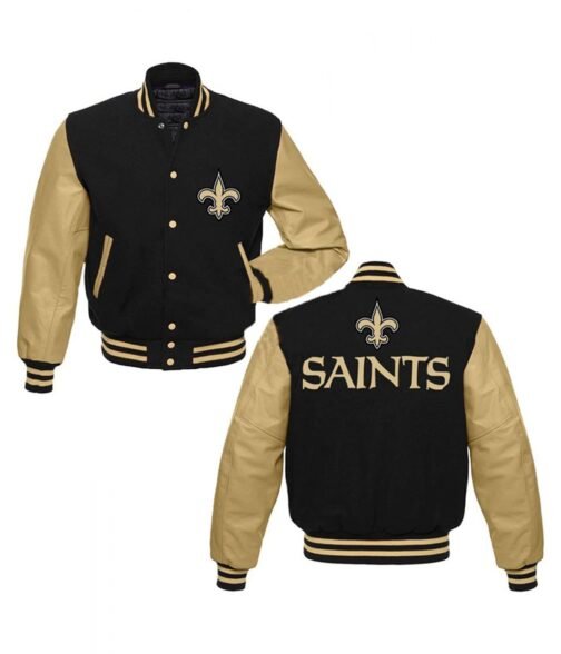 New Orleans Saints Letterman Black/Gold Jacket - Image 3