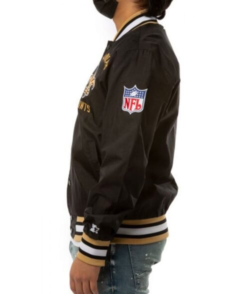 Bomber New Orleans Saints Black Satin Jacket - Image 4