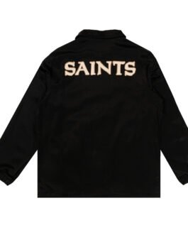 New Orleans Saints Black Satin Windbreaker
