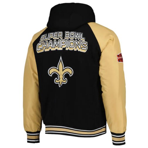 New Orleans Saints Black Varsity Hooded Jacket - Image 2
