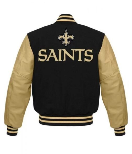 New Orleans Saints Letterman Black/Gold Jacket - Image 2