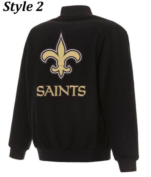 Varsity New Orleans Saints Black Wool Jacket - Image 3