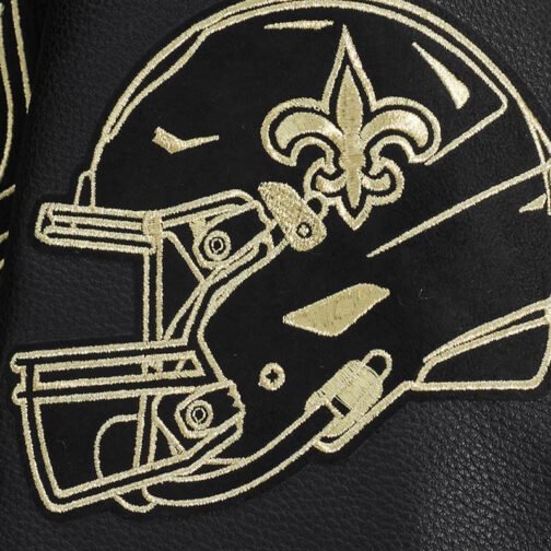 New Orleans Saints Full-Zip Black Varsity Jacket - Image 7